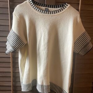 Brand New - Cream and Black Short Sleeve Sweater